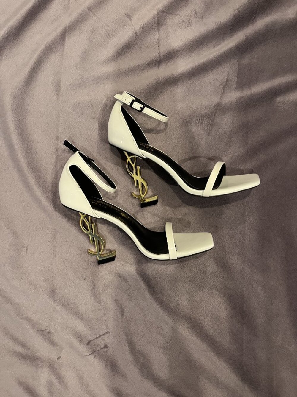 Yve Saint Laurent Opyum White and Gold Heels, Size EU 35, Excellent Condition